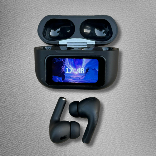 ANC/ENC Pro Wireless Earbuds – Smart Display Case, Deep Bass, Noise Cancellation, Touch Control-BLACK EDITION