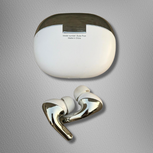 Buds Pro 4 Wireless Earbuds – White & Gold Edition| Active Noise Control | Touch Volume Control | Voice Changer