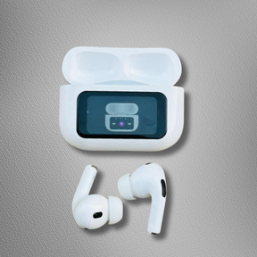 ANC/ENC Pro Wireless Earbuds – Smart Display Case, Deep Bass, Noise Cancellation, Touch Controls-White Edition