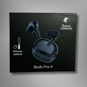 Buds Pro 4 Wireless Earbuds – Black Edition 6 |Active Noise Control|Voice Changer| Touch Volume Control