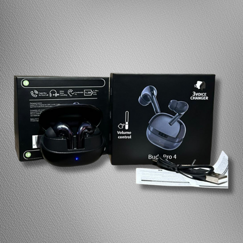 Buds Pro 4 Wireless Earbuds – Black Edition 6 |Active Noise Control|Voice Changer| Touch Volume Control