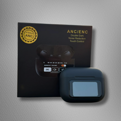 ANC/ENC Pro Wireless Earbuds – Smart Display Case, Deep Bass, Noise Cancellation, Touch Control-BLACK EDITION