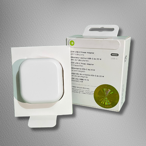 20W USB-C Three Pin Power Adapter  with Folding Pins - Original Quality Fast Charger