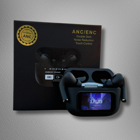 ANC/ENC Pro Wireless Earbuds – Smart Display Case, Deep Bass, Noise Cancellation, Touch Control-BLACK EDITION